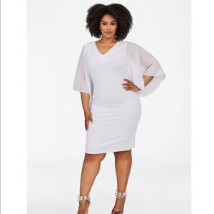 ✨NWT White Chiffon V Neck Dress | Ashley Stewart ✨